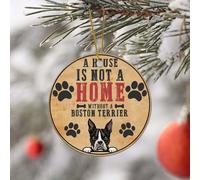 Décoration De Noël en Céramique Una CASA No ES Un Hogar Sin Un Terrier Pendentifs De Noë Merry Christmas Décoration en Céramique pour Amoureux Pendaison De Crémaillère Maman 7.3CM