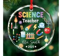 Décoration De Noël en Céramique Verres De Noël Personnalisés pour Professeurs De Sciences Pendentifs en Porcelaine Souvenir Festive Et Cadeau pour Amoureux Papa 7.3Cm