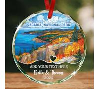 Décoration De Noël en Céramique Vitraux du Parc National D'Acadia Souvenirs De Noë Festive Et Cadeau Merry Christmas pour Maman Parents 7.3Cm