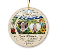 Décoration De Noël en Céramique Vos Souvenirs sont La Lumière Qui Vous Guide Personnalisées Pendentifs en Porcelaine Merry Christmas pour Parents Maman 7.3Cm