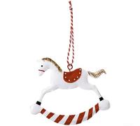 Décoration de Noël en fer à suspendre avec boîte aux lettres rouges et boîte cadeau Père Noël pour une utilisation saisonnière (cheval blanc/13 g)