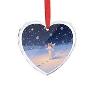 Décoration de Noël en forme d'ange, cœur en verre, 8,9 x 7,5 cm, décoration à suspendre pour mariage, cadeau de Saint-Valentin, décoration de festival
