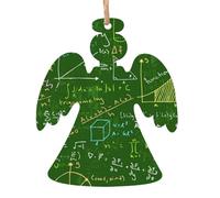 Décoration de Noël en forme d'ange imprimée en forme de question mathématique, 1 pièce, pendentif de Noël en bois à suspendre pour sapin de Noël, décoration d'intérieur et d'extérieur
