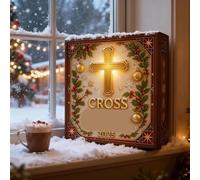 Décoration de Noël en forme de 2025 | Décoration de Noël chrétienne en acrylique 2D, calendrier de compte à rebours religieux de 20 jours, pour arbre, voiture, rétroviseur, couronne, cheminée