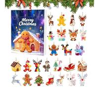 Décoration de Noël en forme de bonhomme en d'épices, compte à rebours 2D de 24 jours, compte à rebours jusqu'à Noël, calendrier de Noël, pour , garçons, filles, femmes, hommes, famille