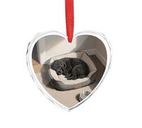 Décoration de Noël en forme de caniche, cœur en verre, 8,9 x 7,5 cm, décoration à suspendre pour mariage, cadeau de Saint-Valentin, décoration de festival