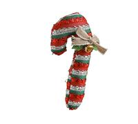 Décoration de Noël en forme de canne à sucre d'orge - Décoration en tissu rouge et blanc avec ruban de cloche - Un accessoire de vacances qui a fière allure à l'intérieur et à l'extérieur en hiver