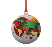 Décoration de Noël en forme de carte du monde avec épices - Alternative moderne en acrylique aux décorations de Noël polyvalentes