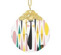 Décoration de Noël en forme de chat d'art moderne du milieu du siècle - Décoration de Noël ronde en verre à suspendre - Décoration de la maison