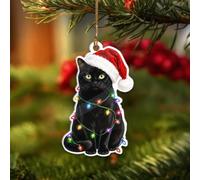 Décoration de Noël en forme de chat noir avec lumières de Noël | Cadeaux pour les amoureux des chats, les propriétaires d'animaux domestiques, les mamans, les papas, les amis