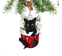 Décoration de Noël en forme de chat - Ornement de chat unique | Ornements de sapin de Noël pour les amoureux des chats, ornements colorés d'intérieur pour les amoureux des chats Teksome