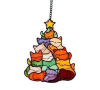 Décoration de Noël en forme de chat | Ornements de Noël plats 2D en acrylique - Attrape-soleil à suspendre pour fenêtre, vacances, intérieur, extérieur, porche, balcon, jardin, cour, pelouse, cuisine