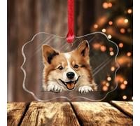 Décoration de Noël en forme de chien de berger islandais - Papillon - Décoration de Noël souvenir - Boule de Noël en acrylique pour décoration d'intérieur - Cadeau fantaisie pour amis et famille