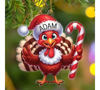 Décoration de Noël en forme de coq 2025, décoration de Noël personnalisée en forme de coq en forme de coq pour petit-fils, petite-fille, petits-enfants, décoration de sapin de Noël en forme d'animal