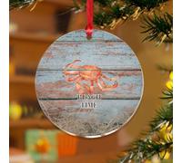 Décoration de Noël en forme de crabe de plage - Peinture de paysage marin - Disques décoratifs en acrylique transparent - Œuvre d'art d'animaux marins - Boule de Noël pour décoration d'arbre de Noël