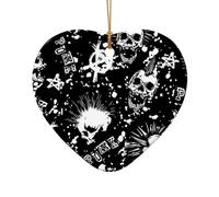 Décoration de Noël en forme de crâne punk blanc - Décoration de sapin de Noël - Idée cadeau festive - Cadeaux pour amis