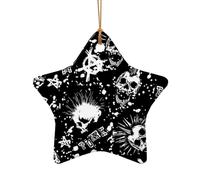 Décoration de Noël en forme de crâne punk blanc - Décoration de sapin de Noël - Idée cadeau festive - Cadeaux pour amis