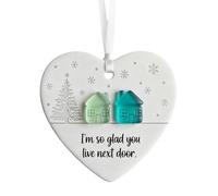 Décoration de Noël en forme de cœur avec inscription « Thank You Neighbours » en verre « I'm So Glad You Next Live »