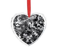 Décoration de Noël en forme de cœur en verre à suspendre pour mariage, cadeau de Saint-Valentin, festival Noir Blanc Gris 8,9 x 7,5 cm