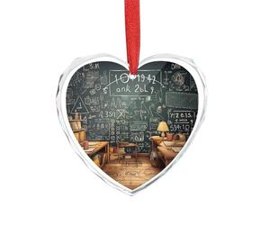 Décoration de Noël en forme de cœur mathématique - Élégantes décorations de Saint-Valentin en forme de cœur en verre de cristal pour arbre, maison et cadeau