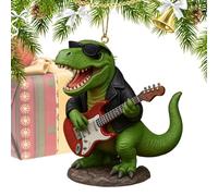 Décoration de Noël en forme de dinosaure, en résine sur le thème des rochers T-Rex - Décoration de fête décorative pour les amateurs de musique - Décoration d'intérieur - Salon - Chambre à coucher