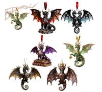 Décoration de Noël en forme de dragon volant en acrylique 2D | Lot de 6 décorations de sapin de Noël à suspendre pour maison, bureau, appartement, hôtel, école, jardin, terrasse