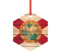 Décoration de Noël en forme de drapeau de la Floride en grain de bois, alternative moderne en acrylique aux décorations de Noël polyvalentes