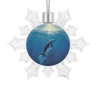 Décoration de Noël en forme de flocon de neige en forme de dauphin dans l'océan - En plastique incassable - À suspendre - 3D - Décoration d'intérieur et d'extérieur