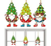 Décoration de Noël en forme de lutin - En bois - Réutilisable | Décoration de Noël décorative - Pendentif en bois réutilisable - Décoration de sapin festive avec utilité créative