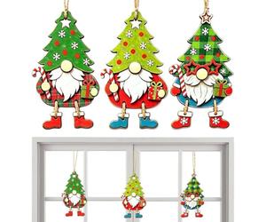 Décoration de Noël en forme de lutin - En bois - Réutilisable | Décoration de Noël décorative - Pendentif en bois réutilisable - Décoration de sapin festive avec utilité créative