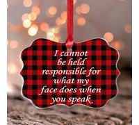 Décoration de Noël en forme de papillon avec inscription « I Cannot Be Held Responsible for What My Face »