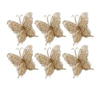 Décoration de Noël en forme de papillon - Plumes - Décoration de fête - Papillons de Noël décoratifs - Décoration de sapin de Noël à paillettes en polyéthylène - Ornement papillon pailleté pour table