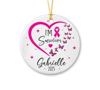 Décoration de Noël en forme de papillon pour la sensibilisation au cancer du sein, cadeau de lutte contre le cancer du cancer pour Noël, anniversaire, décoration de Noël