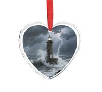 Décoration de Noël en forme de phare, décoration en forme de cœur en verre, 8,9 x 7,5 cm, décoration à suspendre pour mariage, cadeau de Saint-Valentin, décoration de festival