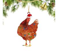 Décoration de Noël en forme de poule - Pendentif en acrylique 2D en forme de coq | Décoration de sapin de Noël pour la maison