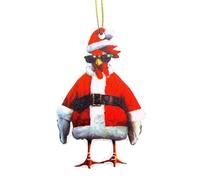 Décoration de Noël en forme de poulet - Décoration à suspendre en acrylique pour sapin de vacances, voiture et maison, cadeau festif pour le Nouvel An