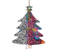 Décoration de Noël en forme de sapin de Noël imprimée en forme de cerveau gauche et droit - Pendentif de Noël en bois à suspendre pour décoration d'intérieur et d'extérieur