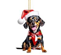 Décoration de Noël en forme de teckel 2025-2D, pendentif mignon en forme de chien avec chapeau de Père Noël, décoration d'arbre amusante pour voiture, sac à dos, téléphone, pour les amoureux des
