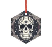 Décoration de Noël en forme de tête de mort et fleur en acrylique pour couple de jeunes mariés