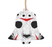 Décoration de Noël en forme de tête de mort imprimée en forme de cloche, 1 pièce, pendentif de Noël en bois à suspendre pour sapin de Noël, décoration d'intérieur et d'extérieur
