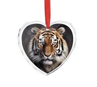 Décoration de Noël en forme de tigre en forme de cœur en verre, 8,9 x 7,5 cm, décoration à suspendre pour mariage, cadeau de Saint-Valentin, décoration de festival