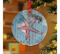 Décoration de Noël en forme d'étoile de mer sur le thème de la plage nautique, corail, poisson, tortues, souvenir personnalisé, disques en acrylique transparent, tortue, vie marine, hippocampe