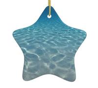 Décoration de Noël en forme d'étoile imprimée (eau tranquille) - Pendentif de Noël en céramique à suspendre pour sapin de Noël - Décoration d'intérieur et d'extérieur