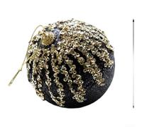Décoration de Noël en peluche faite à la main Motif or noir 6 cm