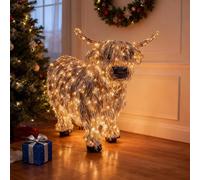 Décoration De Noël en Plein Air avec Bovins en Paille des Highlands Lumineux À LED | Décorations De Bétail Éclairées en 3D pour L'extérieur Et L'intérieur | Art De Cour Festif Alimenté par Batterie