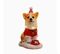 Décoration de Noël en résine en forme de chien avec lumières LED musicales | Lumières LED intégrées, 8 chansons classiques, artisanat en résine, ambiance de vacances chaleureuse