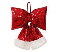 Décoration de Noël en tissu à paillettes - Grand nœud rouge à suspendre pour fête de vacances, sapin de Noël, fenêtres, hôtel, plusieurs tailles (15 x 14 x 5 cm)