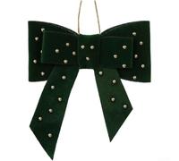 Décoration de Noël en tissu peluche douce avec cœur rempli de coton et double nœud pour décoration à suspendre au sapin et à la fenêtre (C)