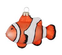 Décoration de Noël en verre - 10,5 cm - Figurine poisson clown à suspendre - Peint à la main - Pendentif pour sapin de Noël - Décoration de sapin de Noël - Animaux Poisson orange
