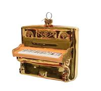 Décoration de Noël en verre - 10 cm - Piano instrument - Boules de Noël - Doré